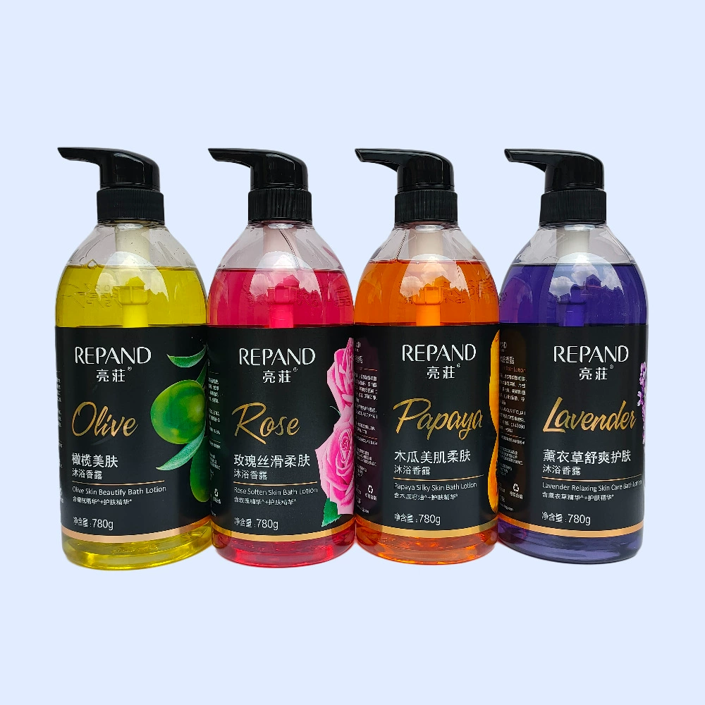 Оптовая продажа яркий 780 г душистая душистая розовая шелковистая и мягкая кожа Папайя лосьон для ванны лаванды оливки
