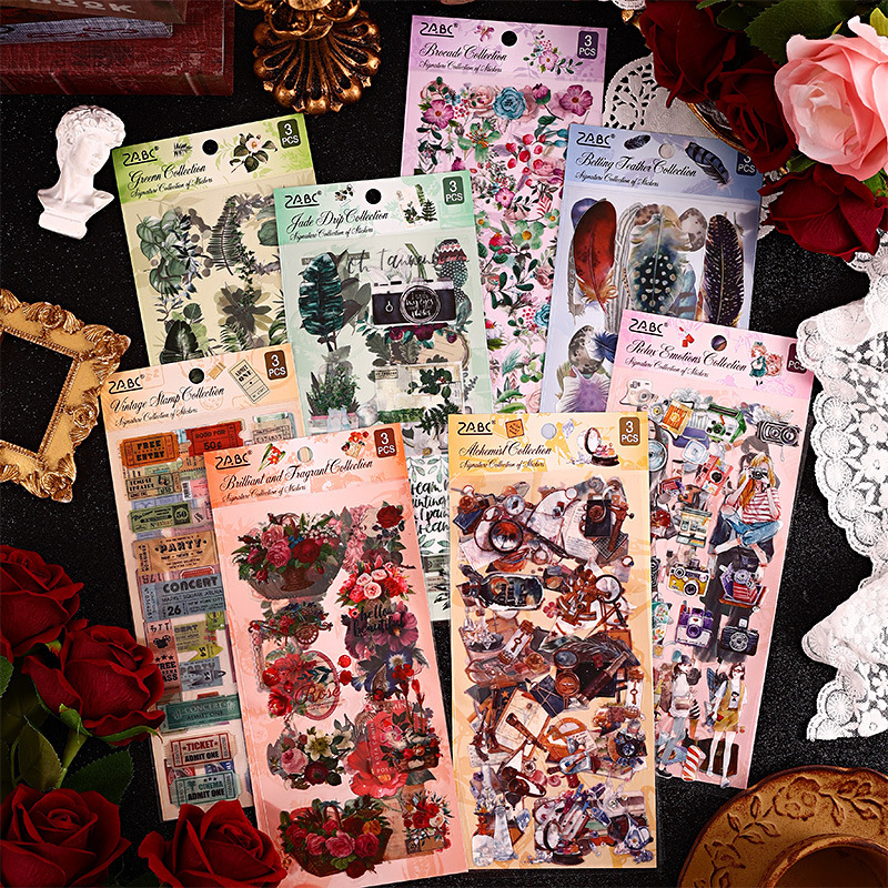 Yi Zhiwu colección transparente impermeable mascota retro pegatinas diarias DIY material de decoración de papelería transfronteriza