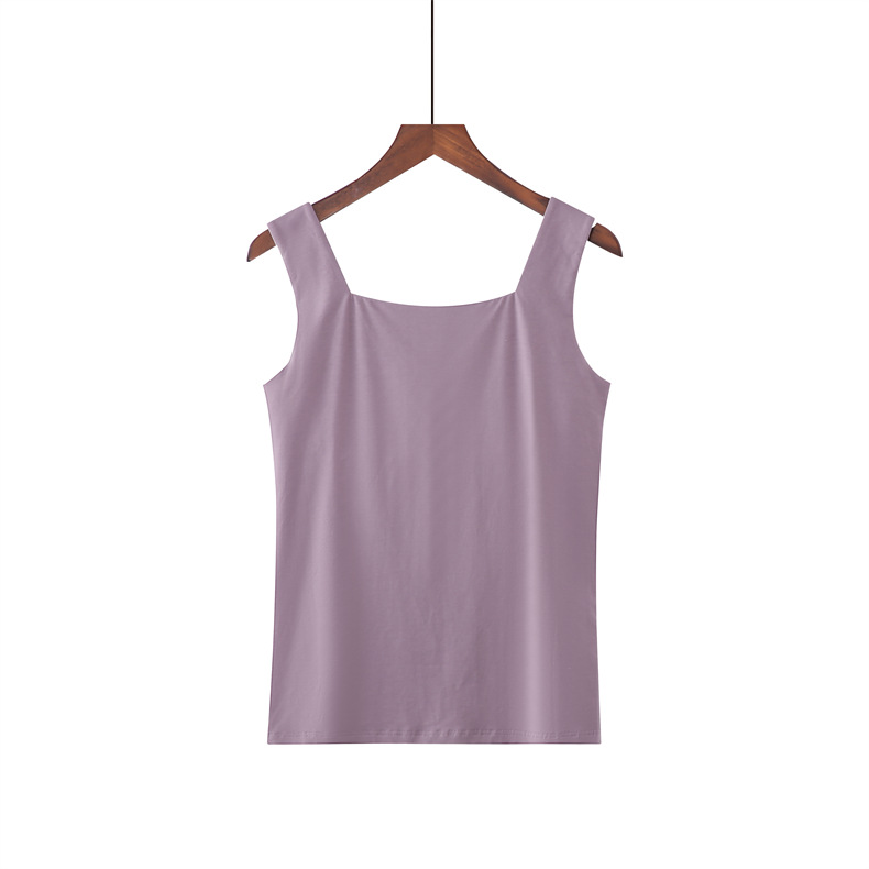 175g Weight Cotton, Spandex, Modal Fabric Type Long Top Length Vest Tops Type Vest Bra Style Holiday, Daily Occasion Square Neck Neckline Slim Fit Type Solid Color Pattern Summer, Spring Season Women's Gender Casual Style Wholesale Women's Casual Solid Color Tank Tops 1
