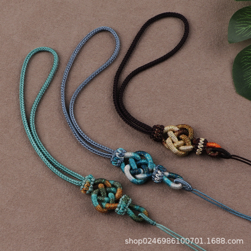 Hand-Woven Five Emperors Money Lanyard Car Keychain Semi-Finished Safety Key Lanyard Hand-Woven Car Pendant Gift