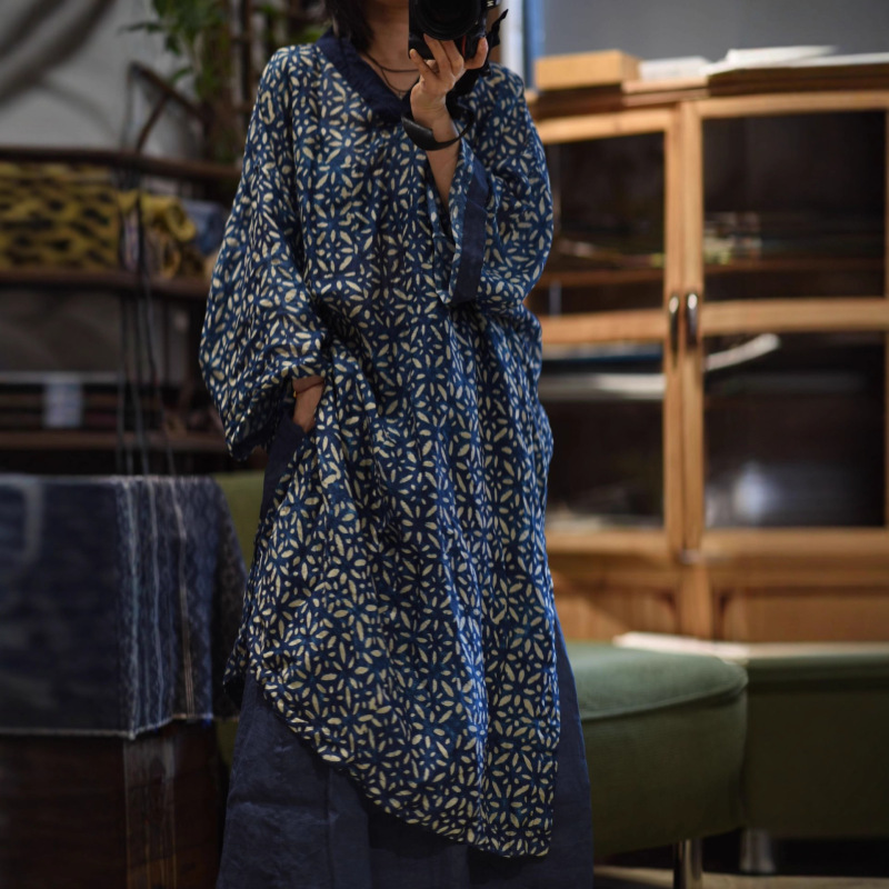 25/08 Sn198 New Retro Literary Casual Ramie Printed Retro Robe 25/08 Sn198 New Retro Literary Casual Ramie Printed Retro Robe