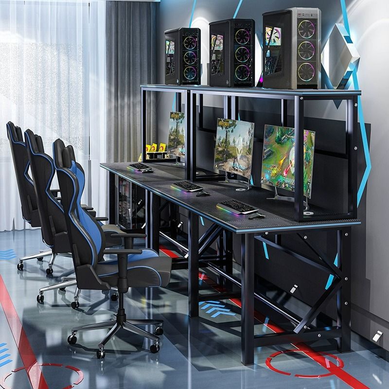 E-Sports Hotel Desktop Computer Table Internet Cafe Internet Cafe Can Be Customized Game Table Couple Double All-In-One Combination Table and Chair Set
