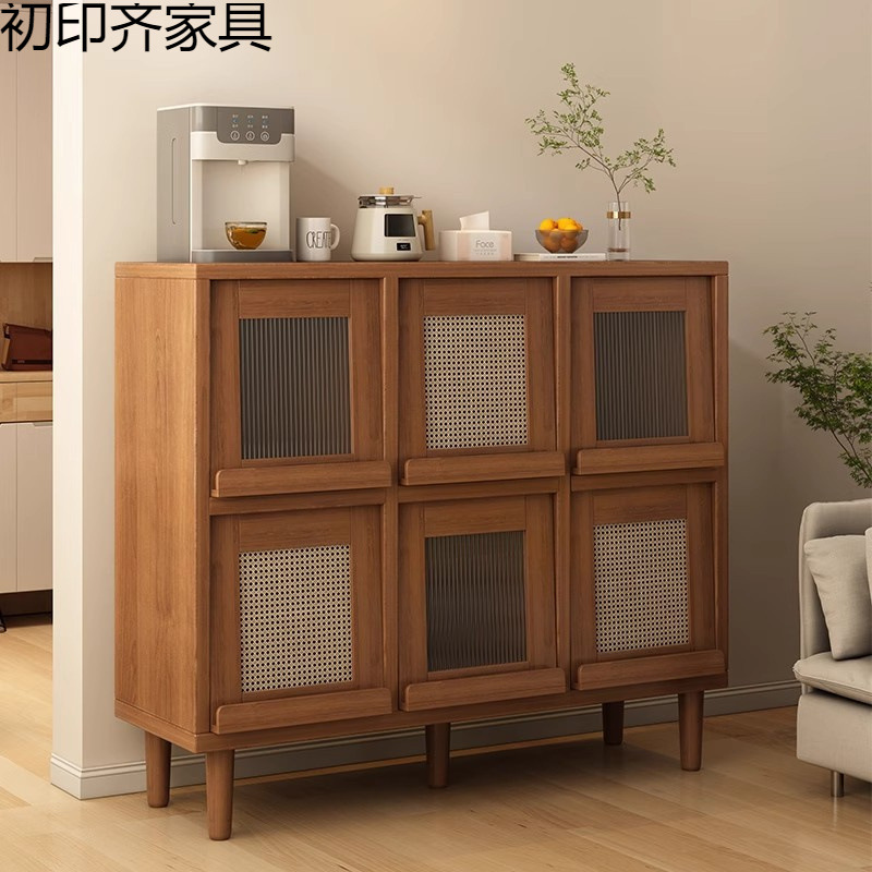 Sideboard Dining Room Living Room Tea Cabinet Storage Cabinet Walnut Color Plaid Cabinet Sofa Side Cabinet Wall Floor Storage Cabinet