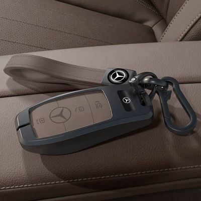 2025 Mercedes-Benz Glc300L Key Cover New C260L Male E300L Car C200L Shell S400 High-End 24 Buckles (Car key bag) - type-a-gun-color-dark-coffee-brown-key-cover-original-color-leather-cord