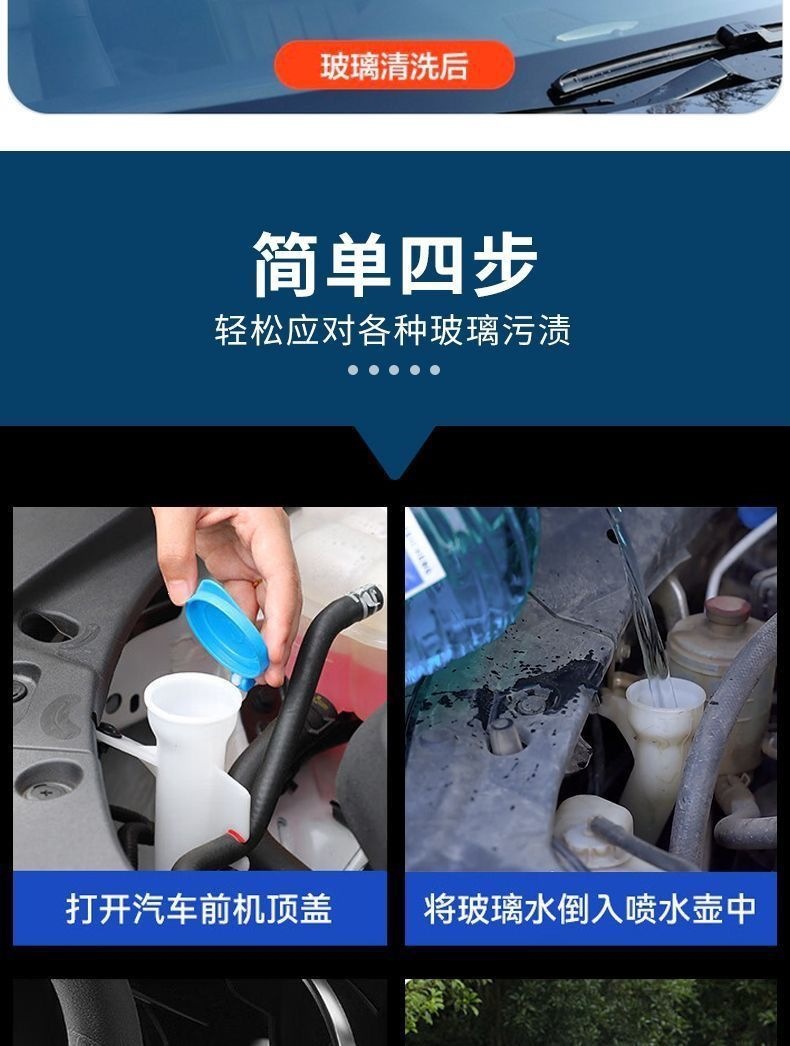 Car glass water for removing oil film, winter anti-freeze cleaning car glass concentrate, glass cleaner