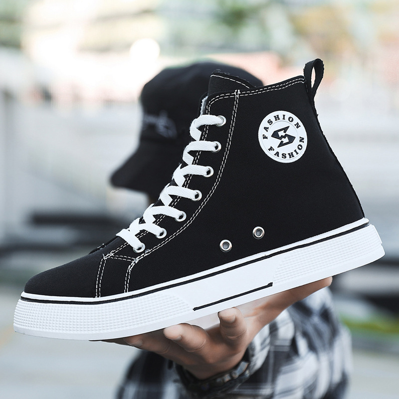 Wholesale High-Top Canvas Shoes, Large Size Youth New Student Trendy Shoes, Harajuku Style Comfortable and Versatile Casual Shoes, Men's Shoes Wholesale High-Top Canvas Shoes, Large Size Youth New Student Trendy Shoes, Harajuku Style Comfortable and Versatile Casual Shoes, Men's Shoes