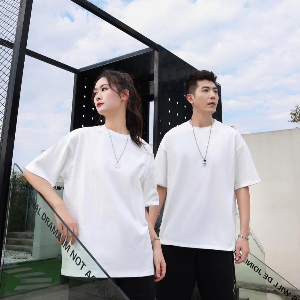 Cotton T-shirt for men and women for work with a round collar
