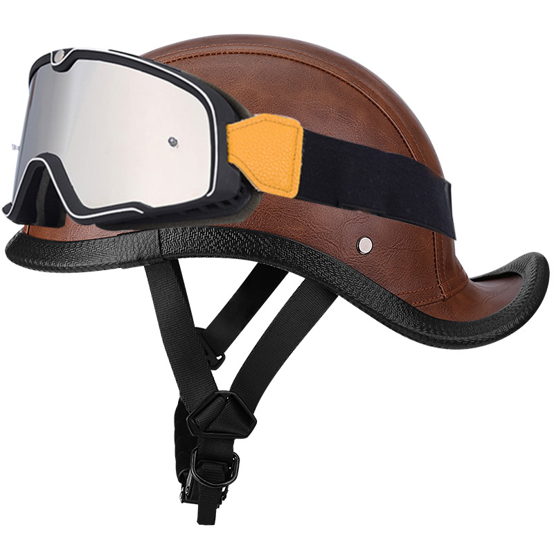 다크 브라운 일반 가죽 + 대형 프레임 고글-꼬리 꼬리