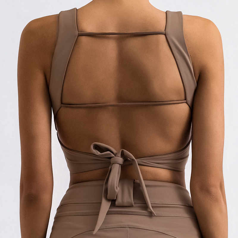 Comercio exterior transfronterizo Amazon deportes fitness chaleco belleza espalda alta elástica de secado rápido con almohadilla en el pecho nude yoga Sling top