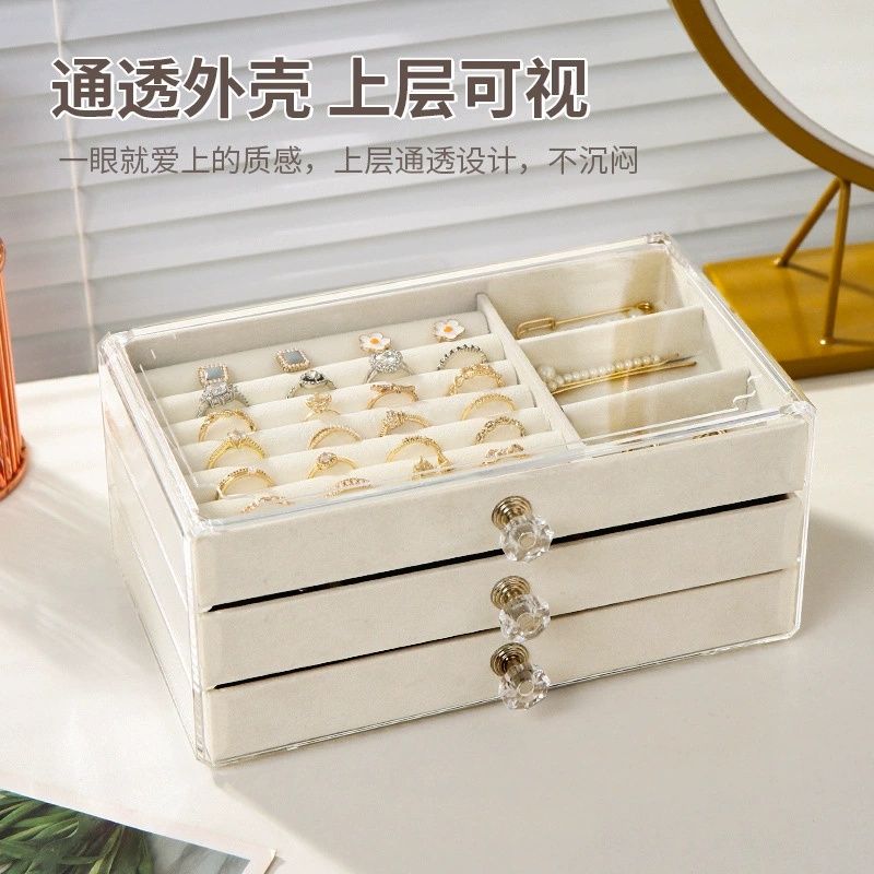 Ювелирная коробка сетка красный антиоксидант 2023 новый портативный многослойные серьги большой емкости серьги серьги серьги серьги кольцо для хранения коробки