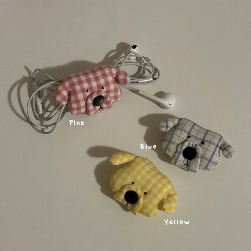 Ins-Style New Cable Organizer with Cute Girly Puppy Plaid Design Ins-Style New Cable Organizer with Cute Girly Puppy Plaid Design