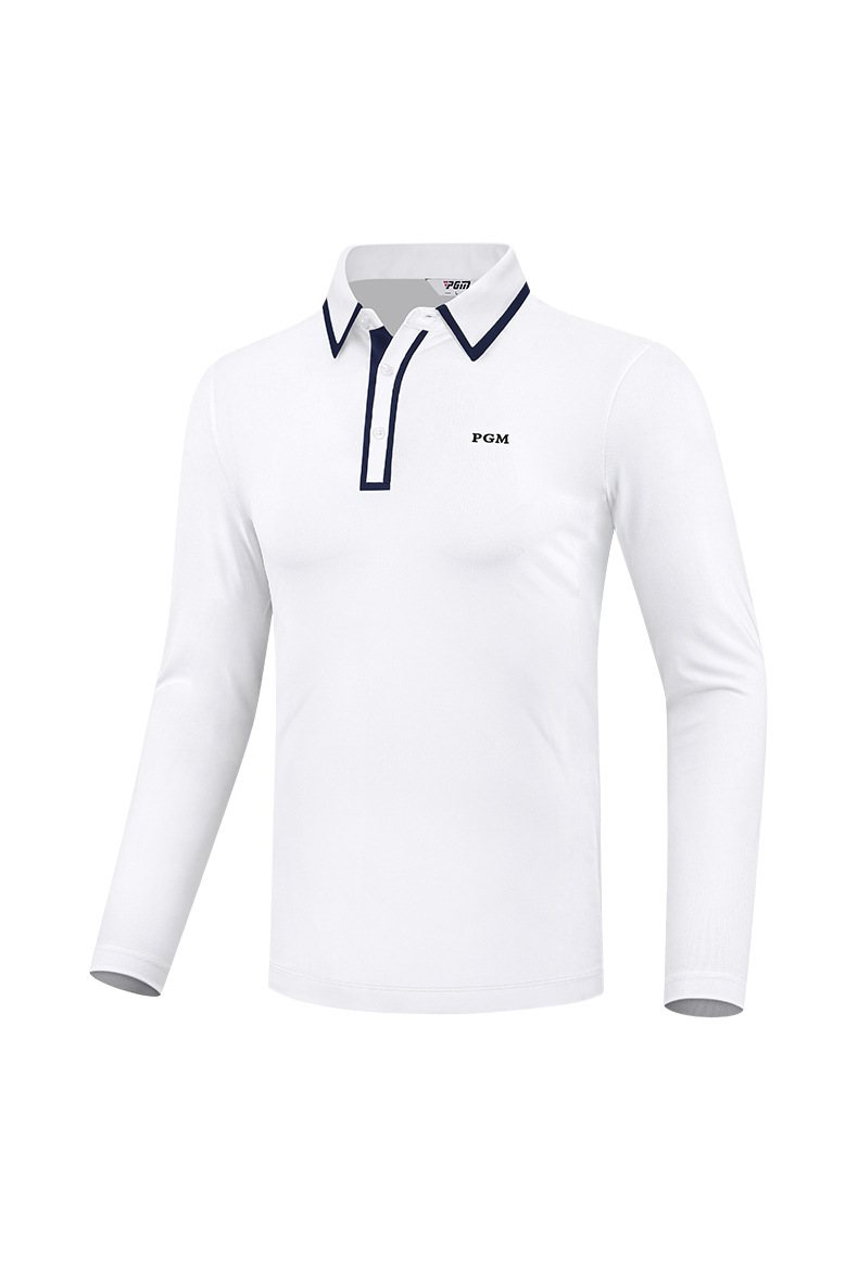 Áo thun dài tay golf nam PGM cổ polo, chất liệu co giãn thoải mái — YF526-màu trắng, YF526-màu xanh nước biển chi tiết 15