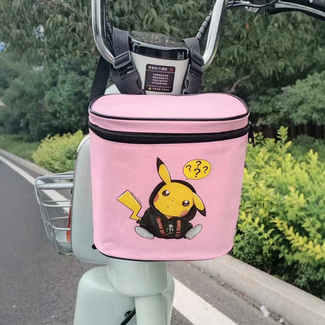 Передняя сумка для электровелосипеда, корзина для хранения аккумулятора, передняя сумка для электромобиля, велосипедный чехол с изображением Пикачу.