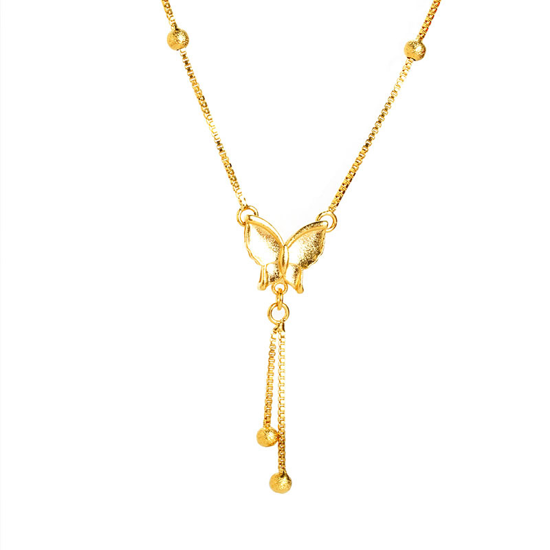 Nueva pulsera de collar de oro de arena de mariposa con flecos exquisitos, temperamento, joyería de diseño de lujo ligero, no se desvanecerá durante mucho tiempo