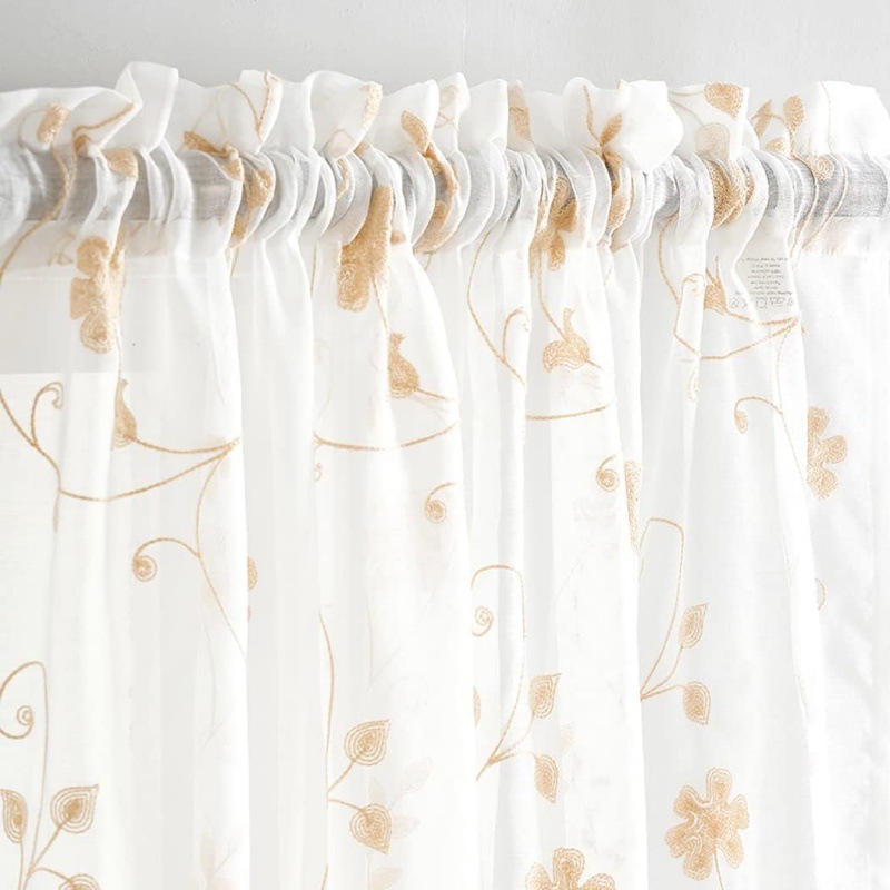 Nuevas cortinas de flores bordadas transfronterizas transparentes, adecuadas para hoteles. Cafetería, sala de estar, cortinas de dormitorio