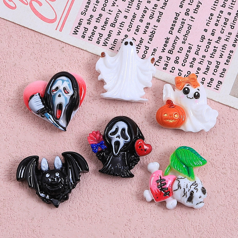 クリエイティブハロウィンカボチャゴースト手作り diy クリーム接着剤樹脂アクセサリー小さなアクセサリージュエリー材料パッケージ卸売|undefined
