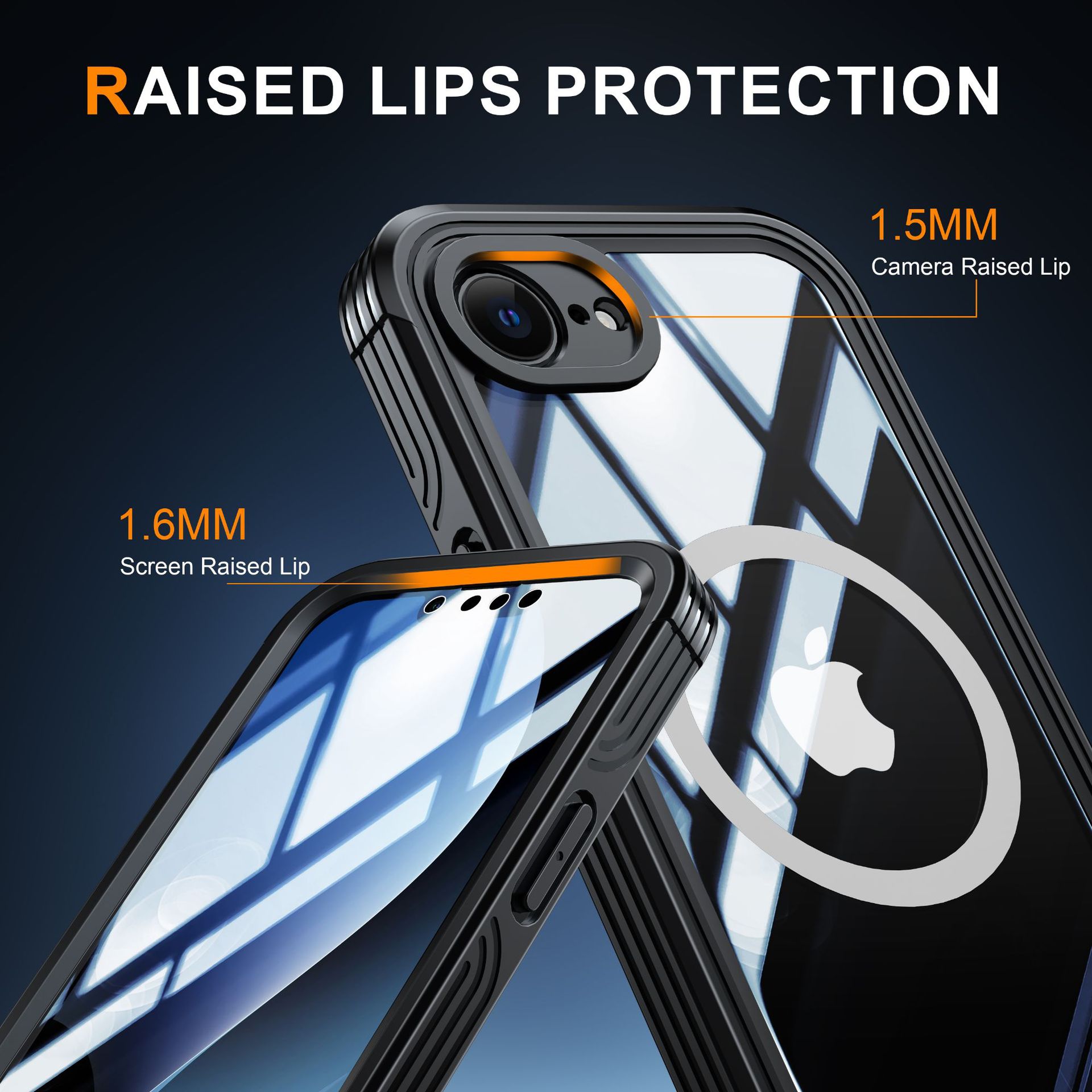 适用iPhone16E内置9H玻璃手机壳magsafe磁吸 防摔透明壳 无线充电