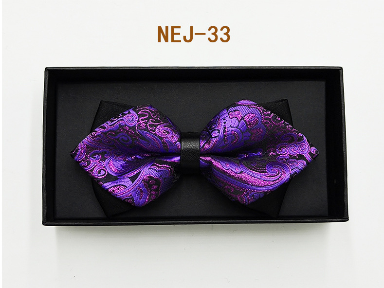 Pajarita negra de color sólido para hombre Boda británica Boda novio padrino traje camisa arco caja de regalo embalaje