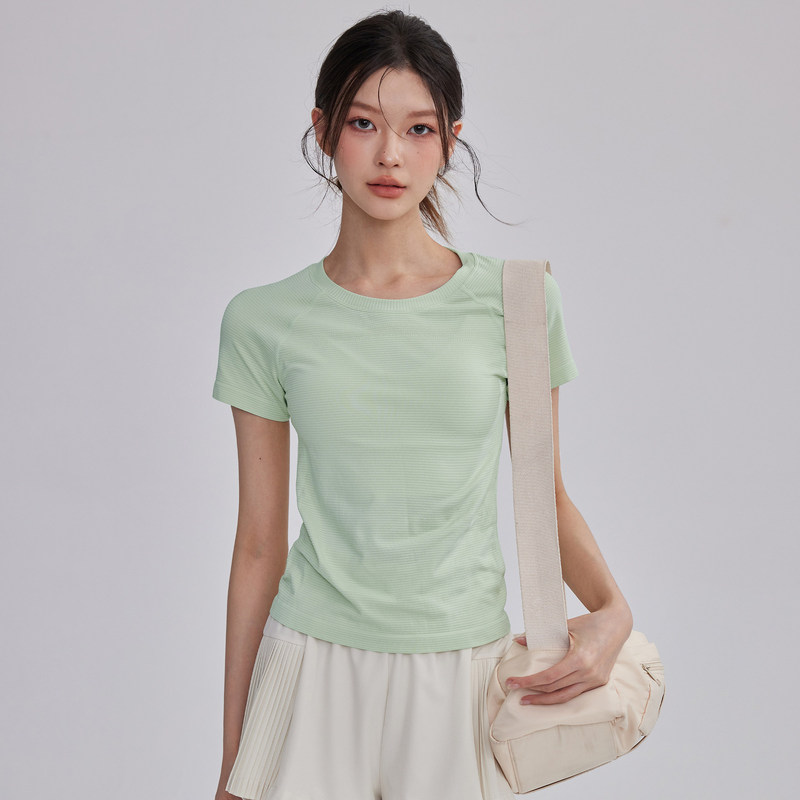Yoga Clothing Summer Sports Short-Sleeved Suit Breathable Quick-Drying Slimming Running T-Shirt Pilates Training Fitness Suit Yoga Clothing Summer Sports Short-Sleeved Suit Breathable Quick-Drying Slimming Running T-Shirt Pilates Training Fitness Suit