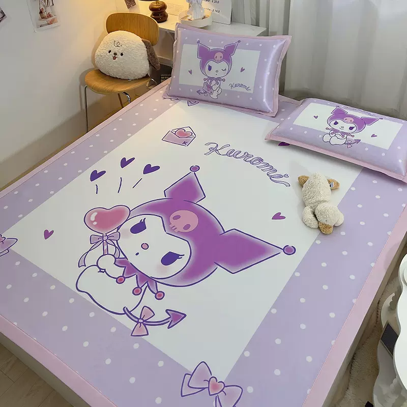 夏季卡通大版冰丝凉席三件套夏天可折叠水洗软席子儿童凉感空调席