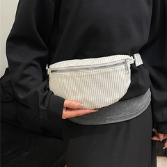 2025跨境包包女新款韩国小众斜挎包腰包单肩包包灯芯绒腰包女包软