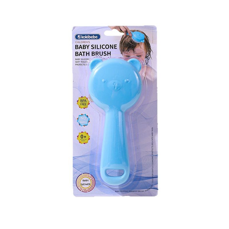 Suministro transfronterizo de cepillo de baño de silicona para bebés cepillo de limpieza para bebés cepillo de masaje de silicona de oso de dibujos animados