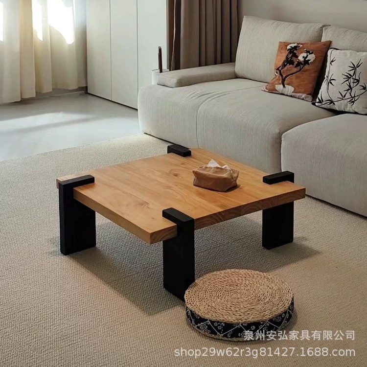 Новый журнальный столик из цельного дерева в китайском стиле для небольших квартир, современный минималистичный японский чайный столик в стиле ваби-саби, низкий столик для проживания в семье.