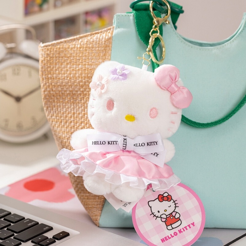正版三丽鸥hellokitty毛绒挂件kt凯蒂猫小玩偶公仔钥匙扣书包挂饰|undefined