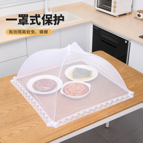 White Large Square Collapsible Cover with Removable Mesh Food Cover for Table, Direct Manufacturer Sale, Insect-Proof