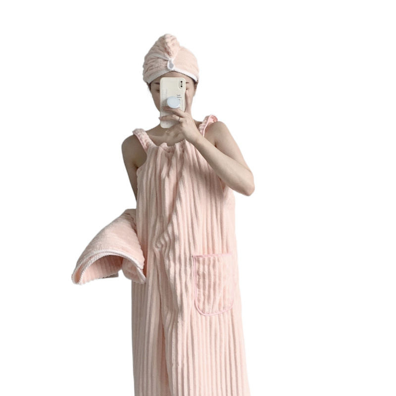 새로운 스타일 목욕 타올 목욕 스커트 포장 성인 2025 나이트가운 유행 가정용 흡수성 목욕 가운 학생들을위한 게으른 목욕 가운