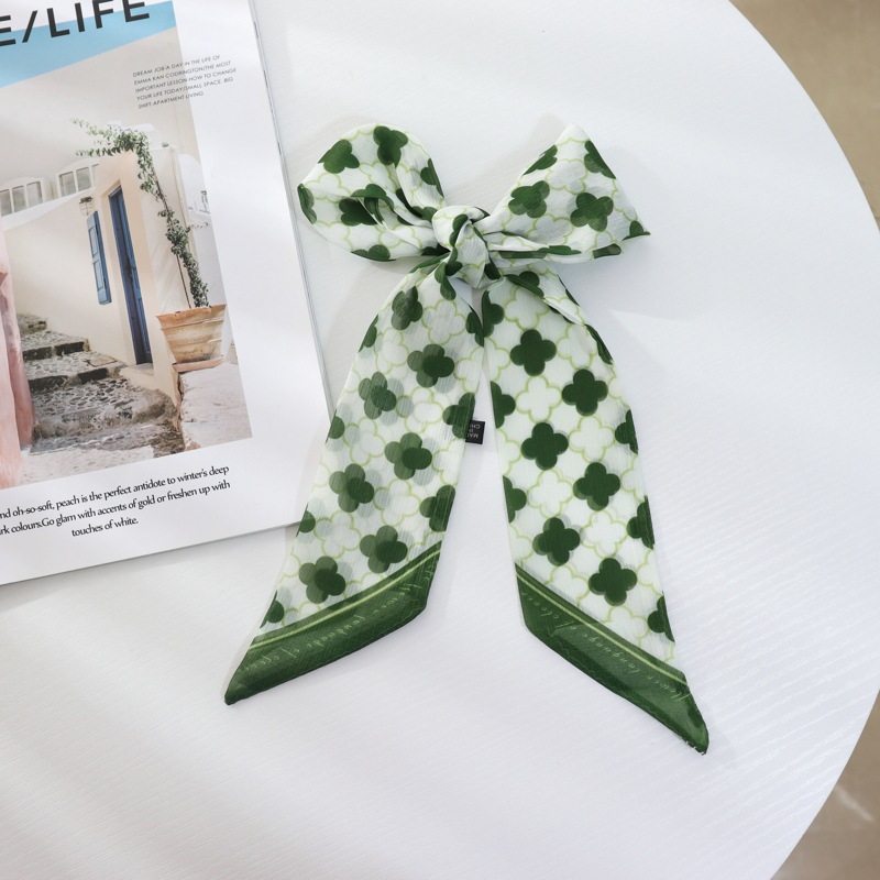 Verano delgada estrecha larga bufanda de seda Cinturón Verde banda de pelo cinta corbata bolsa accesorios de gasa decorativa trenzada corbata de pelo