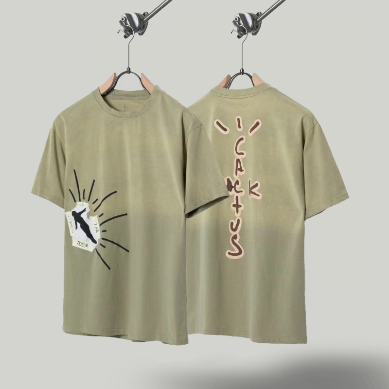 Travis de manga corta M mark Scott pequeño pato amarillo cactus relámpago rap tour TS pareja conjunta camiseta de hip-hop