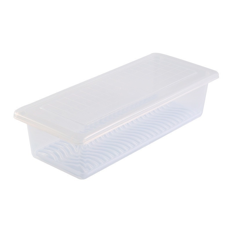 Refrigerador de cocina Refrigerador rectangular caja de drenaje de agua caja de almacenamiento de congelación de alimentos de plástico frutas caja de sellado de peces