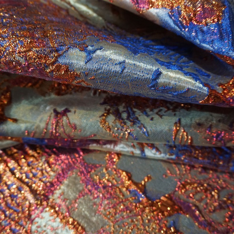 新款 梭织起泡浮雕扎染涤纶多色提花面料 女装连衣裙礼服箱包服饰