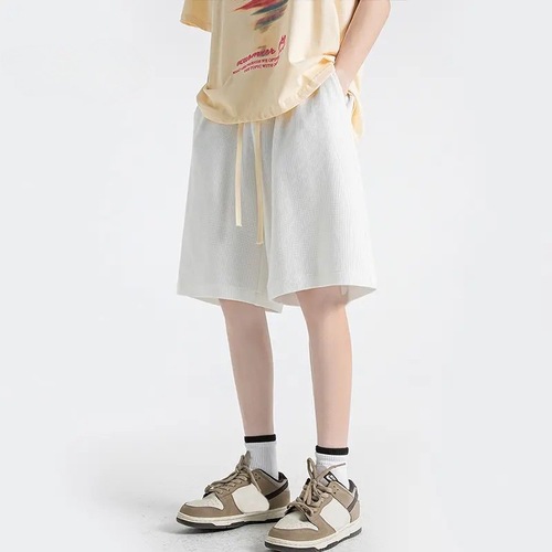 Men's Summer Loose Solid Color Casual Sporty Pants, Large Size Thin Hong Kong Style Five-Finger Pants