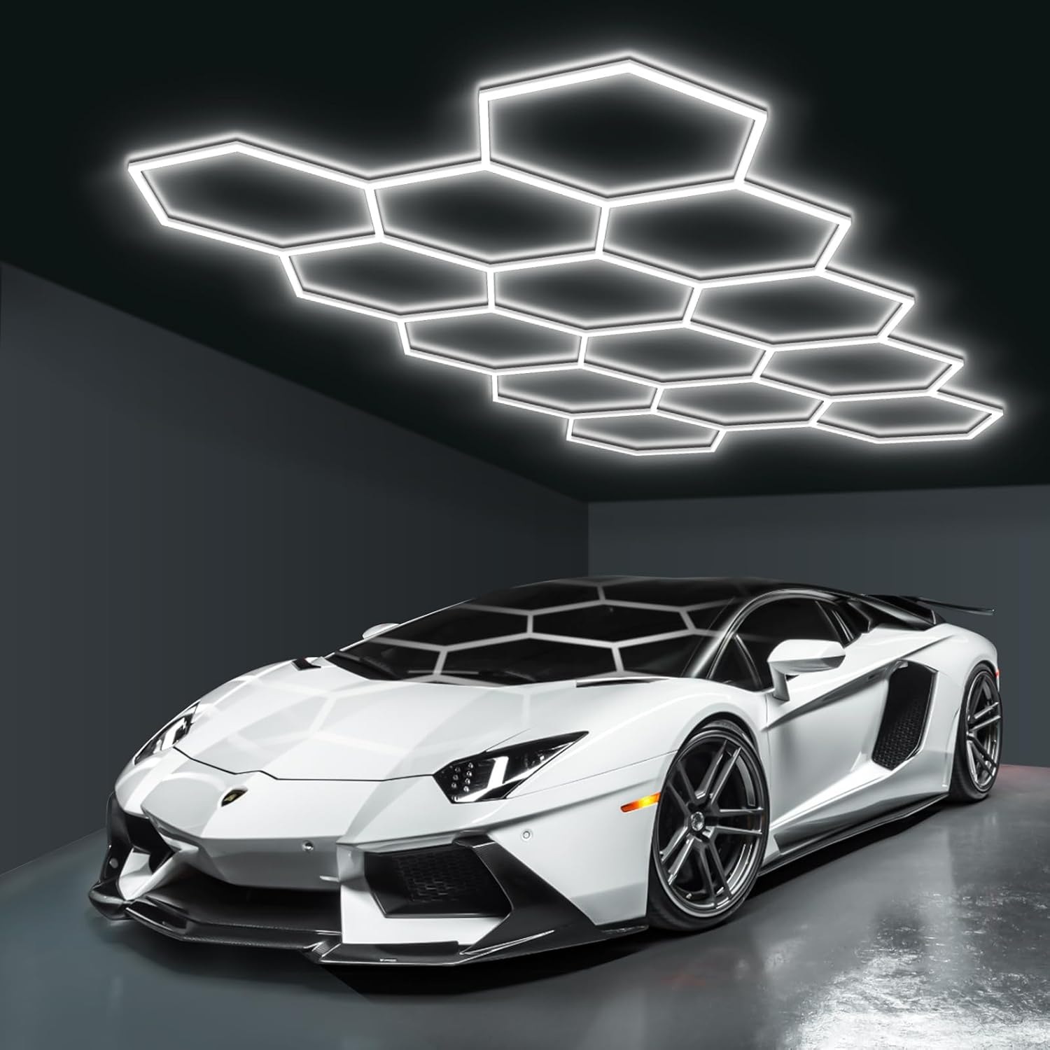 lámpara de panal 110V transfronteriza lámpara de garaje hexagonal 220V lámpara de lavado de automóviles impermeable lámpara de estación de belleza de automóviles