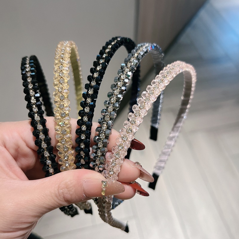 Korean Style High-End Crystal Headband Claw Chain Short Hair Headband with Diamond Hand-Wrapped Cloth Adult Women's Hair Accessories Headdress