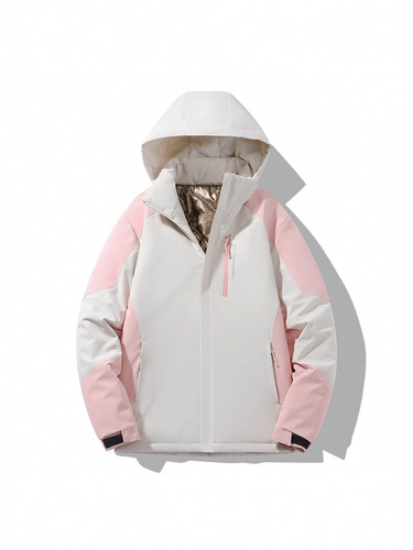 Winter Outdoor Graphene Couple's Temperature-Controlled Warm Stylish Casual Minimalist Color-Block Hooded Cotton Jacket