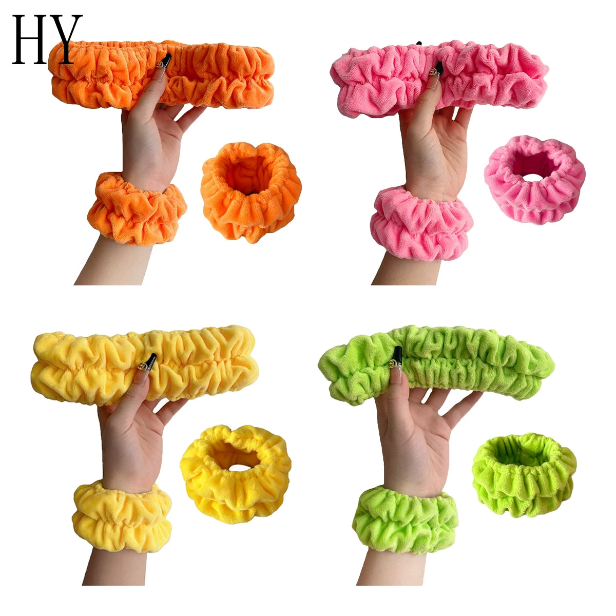 Сладкие плиссированные мешки для волос оптовые девушки минималистский с высокой эластичкой для мытья лица браслет для макияжа ремешок для волос