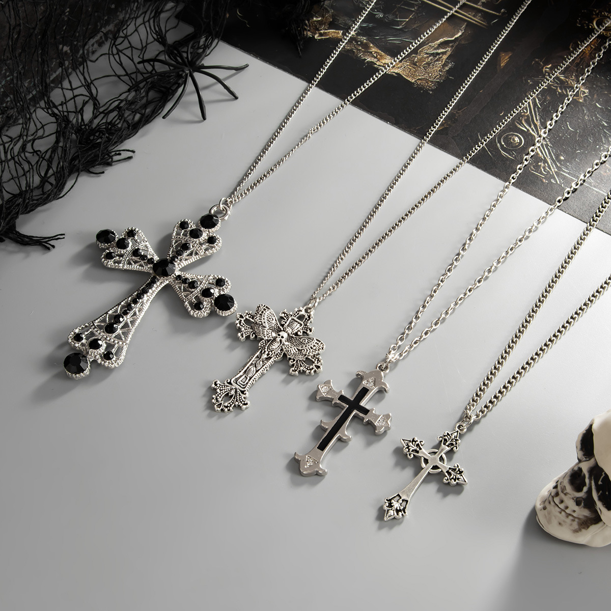 54g Weight Iron Pendant Material Layered Necklaces Classification Iron Chain Material 1 Piece Quantity Weekend Occasion Iron, Zinc alloy Material Cross Pattern Women's Gender Simple Style, Classic Style Style Dark Punk Cross Pendant Necklace Set For Women Exaggerated Stacking Cool Sweet Clavicle Chain Jewelry Geometric Pattern Alloy Zinc 3