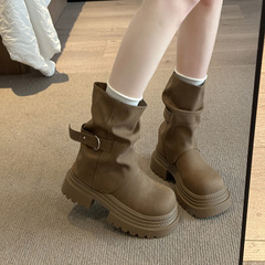 小众时尚设计感裤管马丁靴子女2025年秋新款厚底美拉德短筒靴