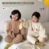 Demi-season warm children's pijama suitable for men and women, keep warm set, Korean style, children's clothing