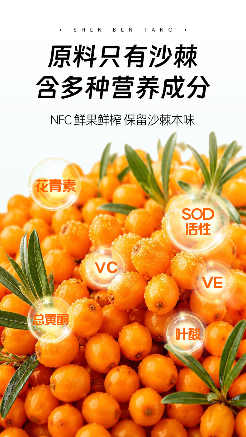 Organic Sea Buckthorn Berry Juice NFC Fresh Pressed Whole Fruit Sachets 210ml overview