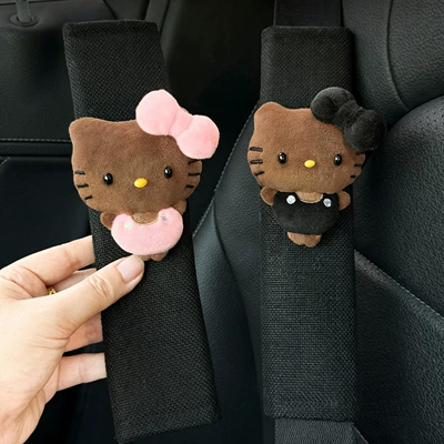 Sürətlər qutusu və əl tormozu başlıqları – KT cat plush car seatbelt - pink-black-skinned-doll-with-eyes-black-black-skinned-doll-with-eyes-black-shoulder-pads-2