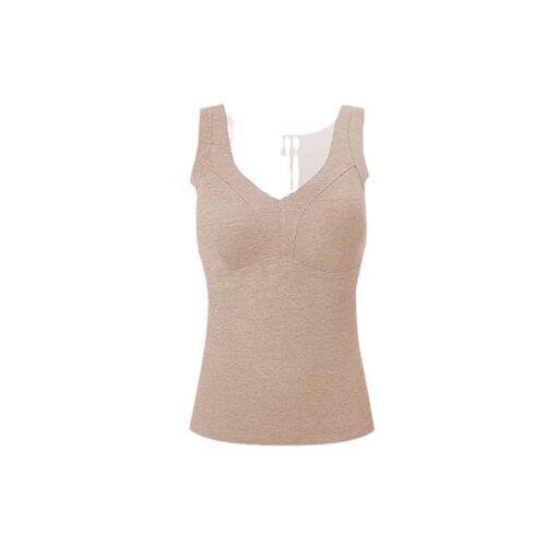 Autumn and winter cashmere silk thickened brushed versatile thermal vest with chest pad seamless slimming heating thermal underwear for women