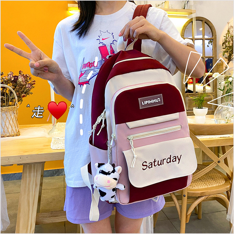 Korean Large Capacity Candy Color Embroidery Backpack Wholesale Nihaojewelry display picture 21