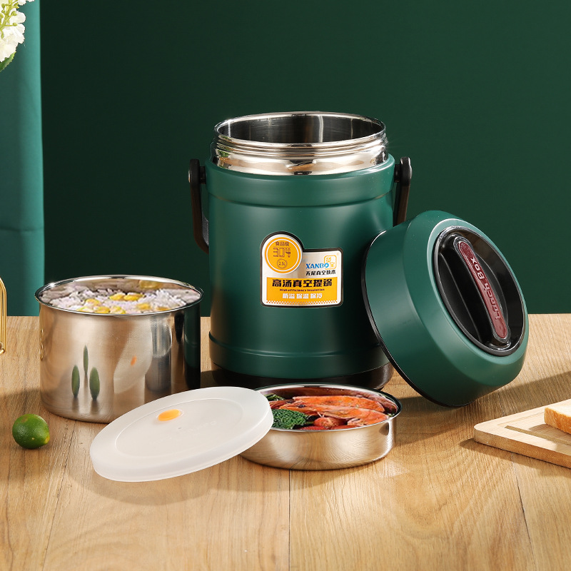 Multi-capa aislada olla 304 caja de almuerzo de acero inoxidable sellado al vacío de gran capacidad almuerzo cubo estudiante almuerzo caja de almuerzo