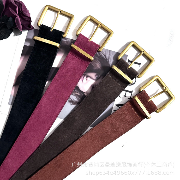 Colored brown velvet fashionable belt