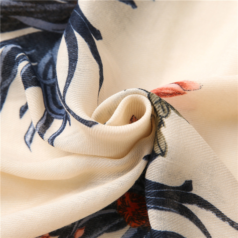 New Cotton Linen Flower Silk Long Scarf display picture 8