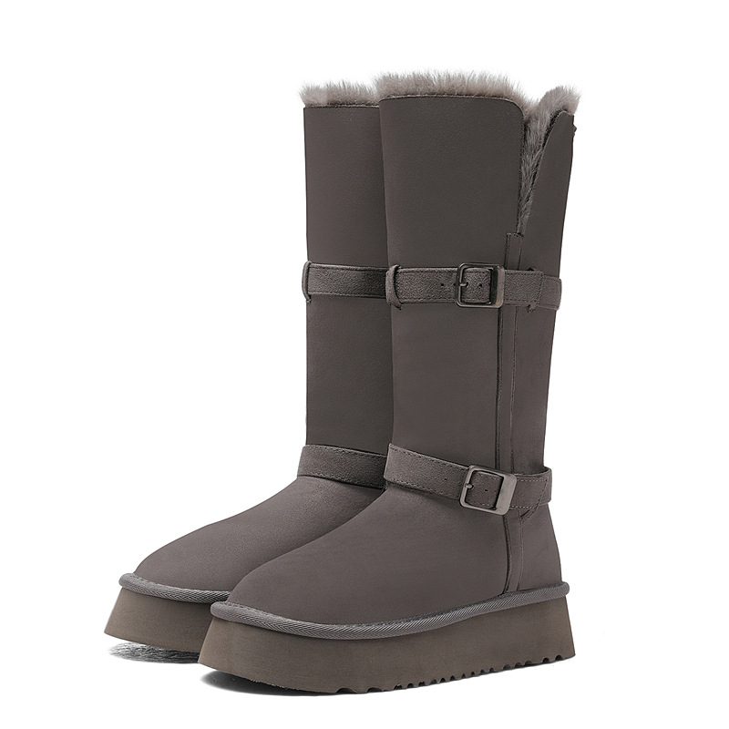 Thick-Soled Height-Increasing Mid-Calf Snow Boots For Women 2025 Winter New Fleece-Lined Warm High-End Fashionable Northeastern Cotton Boots For Women_vogvips.com